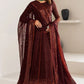 AZH Embroidered Maroon Luxury Chiffon Dress