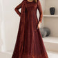 AZH Embroidered Maroon Luxury Chiffon Dress