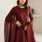 AZH Embroidered Maroon Luxury Chiffon Dress