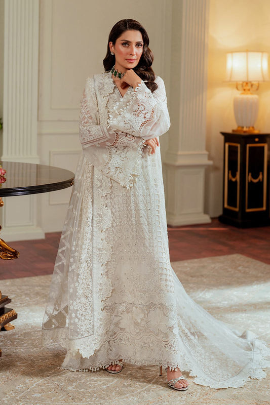 BRQ Embroidered Off White Luxury Organza Dress