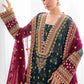 BRQ Embroidered Green Luxury Chiffon Dress