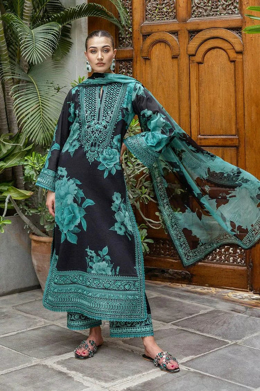ZC Embroidered Black & Zinc Luxury Linen Dress