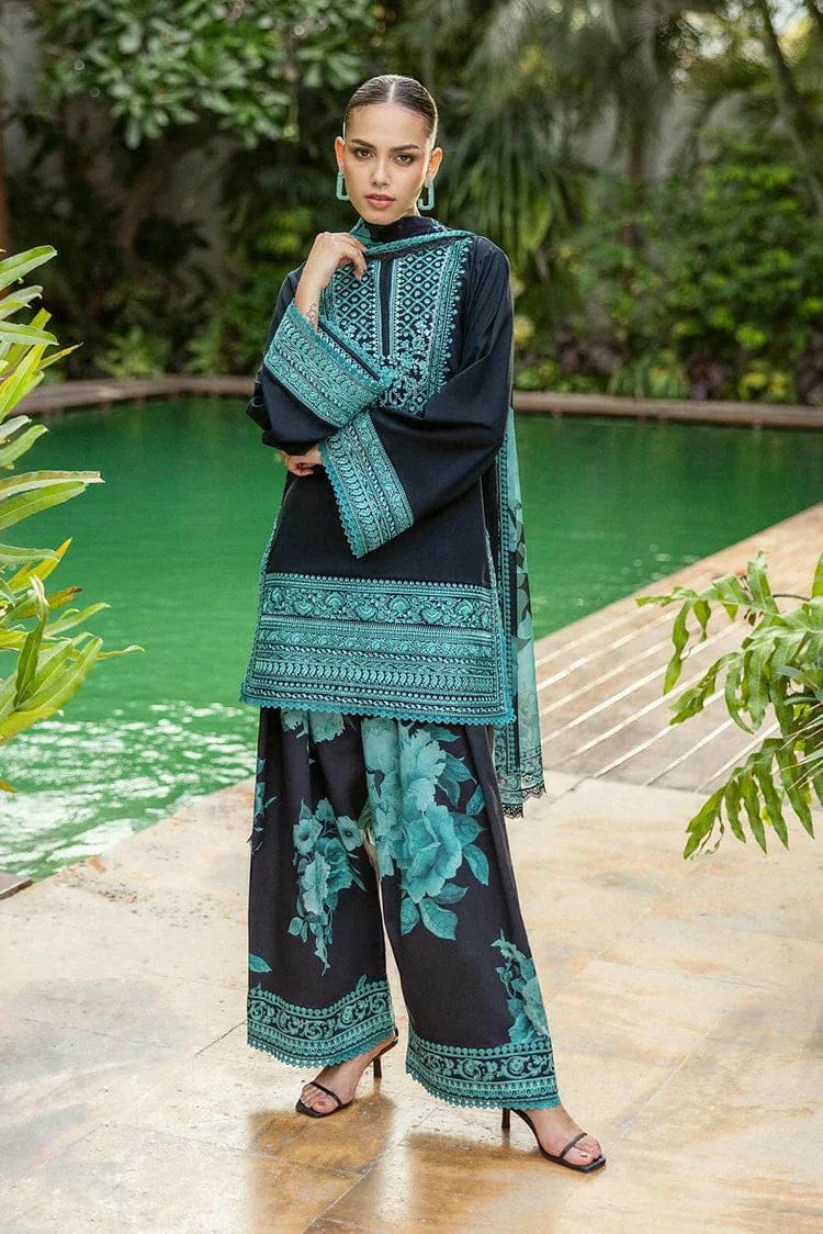ZC Embroidered Black & Zinc Luxury Linen Dress