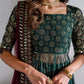 IZK Embroidered Dark Green Luxury Net Maxi