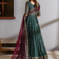 IZK Embroidered Dark Green Luxury Net Maxi