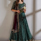 IZK Embroidered Dark Green Luxury Net Maxi