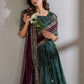 IZK Embroidered Dark Green Luxury Net Maxi
