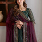 IZK Embroidered Dark Green Luxury Net Maxi