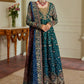 BRQ Embroidered Sea Green Tie & dye Luxury Chiffon Frock