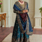 BRQ Embroidered Sea Green Tie & dye Luxury Chiffon Frock
