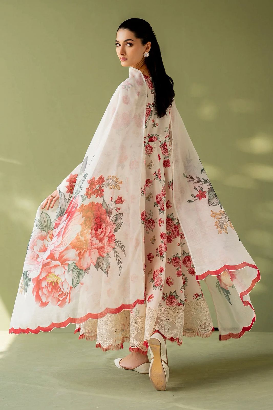 BRQ Embroidered Tea Pink Luxury Linen Dress