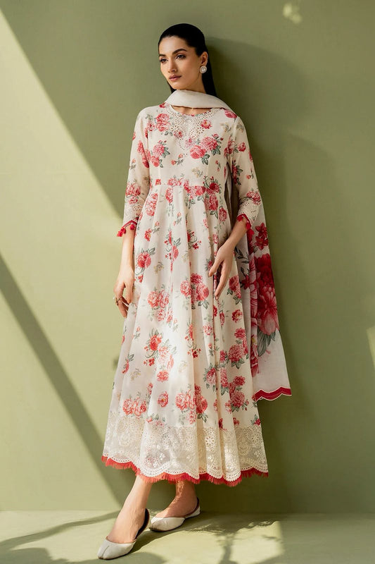 BRQ Embroidered Tea Pink Luxury Linen Dress