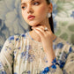 BRQ Embroidered Cream & Blue Luxury Linen Dress
