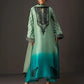 ZC Printed Tie Dye Sea Green Shamoz Silk 3pcs Dress