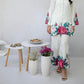 Floral Printed White Shamoz Silk 3pcs Dress