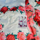 Floral Printed White Shamoz Silk 3pcs Dress