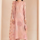 JZM Embridered Tea Pink Luxury Raw Silk Dress