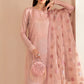 JZM Embridered Tea Pink Luxury Raw Silk Dress