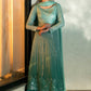 EK Embroidered Tie Dye Sea Green Luxury Chiffon Dress