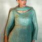 EK Embroidered Tie Dye Sea Green Luxury Chiffon Dress