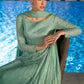 EK Embroidered Tie Dye Sea Green Luxury Chiffon Dress