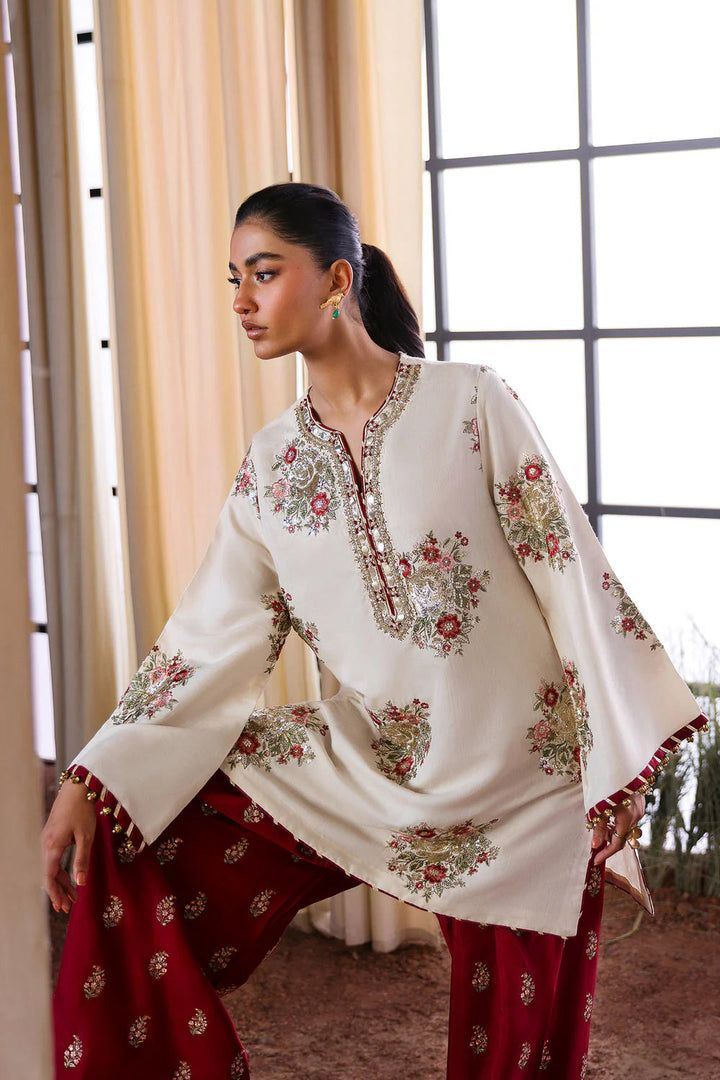 Ethnic Embroidered Luxury Sheesha Silk Dress