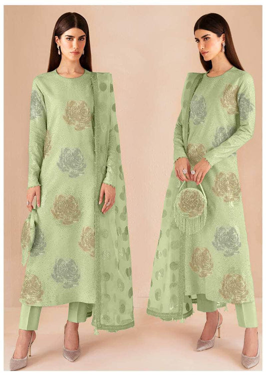 JZM Embridered Pista Luxury Raw Silk Dress