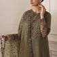 BRQ Embroidered Mehndi Luxury Chiffon Dress