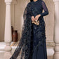 AZH Embroidered Navy Blue Luxury Chiffon Maxi