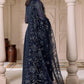 AZH Embroidered Navy Blue Luxury Chiffon Maxi
