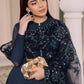 AZH Embroidered Navy Blue Luxury Chiffon Maxi