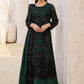 ZNT Embroidered Dark Green Luxury Chiffon Dress