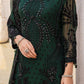 ZNT Embroidered Dark Green Luxury Chiffon Dress