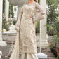 MB Embroidered Off White Luxury Chiffon Dress D4