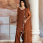 Vanya Embroidered Rust Luxury Silk Dress