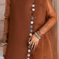 Vanya Embroidered Rust Luxury Silk Dress