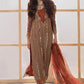 CHZ Embroidered Orange Luxury Chiffon Dress