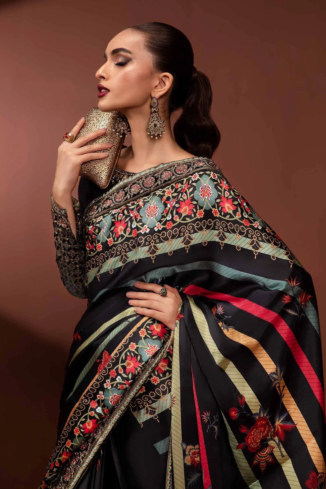 MB Embroidered Black Luxury Silk Saree