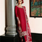HR Embroidered Red Luxury Raw Silk Dress