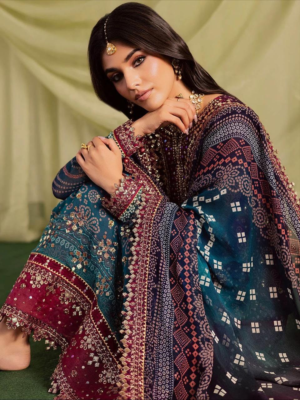 NUR Embroidered Multi Luxury Lawn Dress