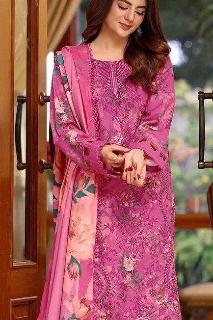 ANL Embroidered Pink Luxury Lawn Dress