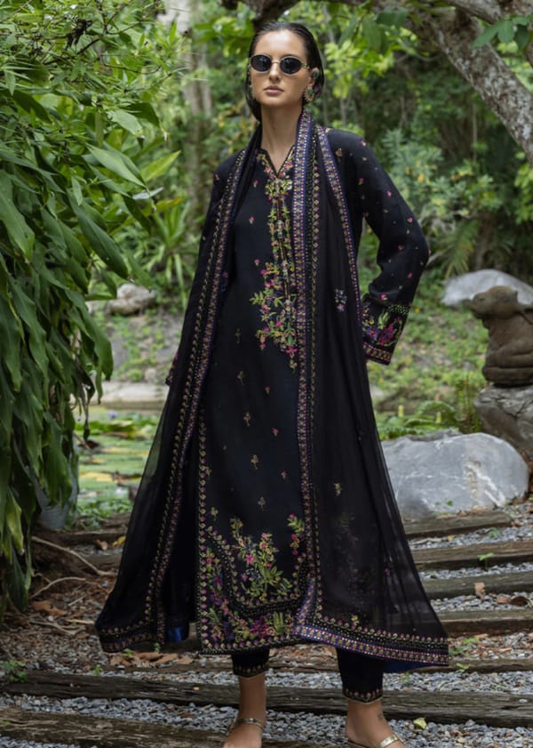MSQ Embroidered Black Luxury lawn Dress