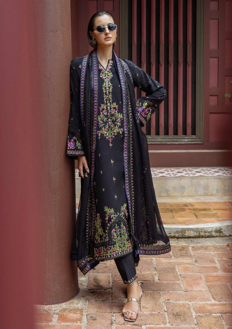 MSQ Embroidered Black Luxury lawn Dress