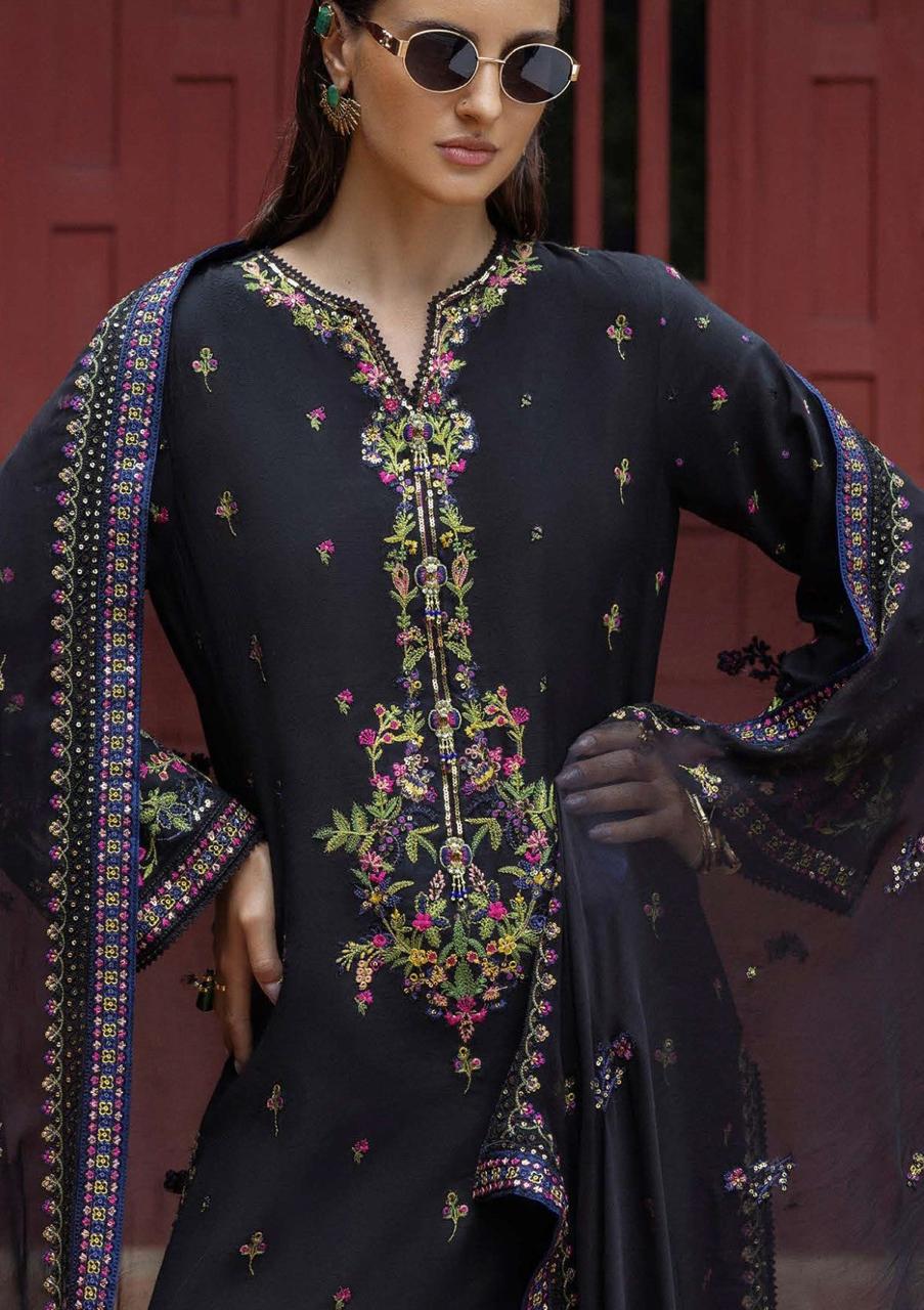 MSQ Embroidered Black Luxury lawn Dress