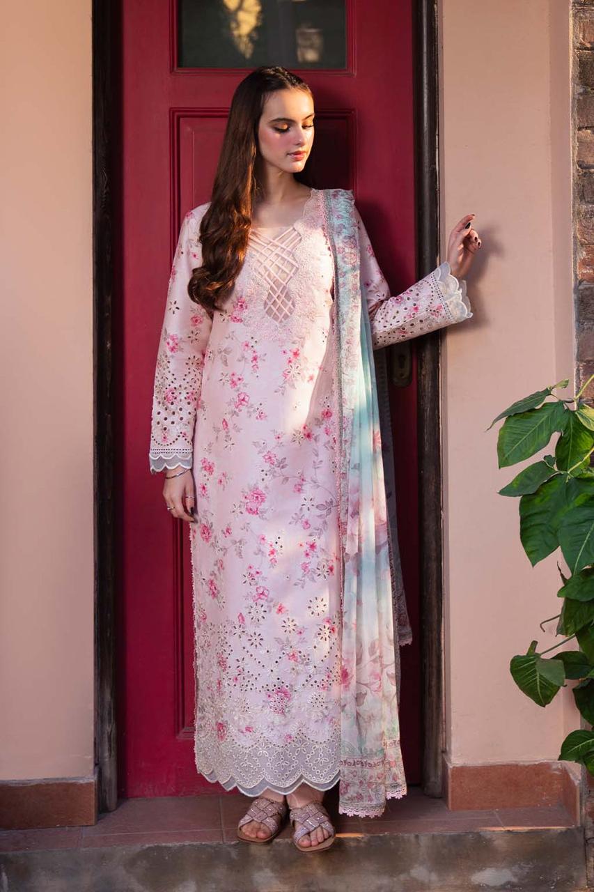 Neeshay Embroidered Pink Luxury Lawn Chikankari Dress - 02