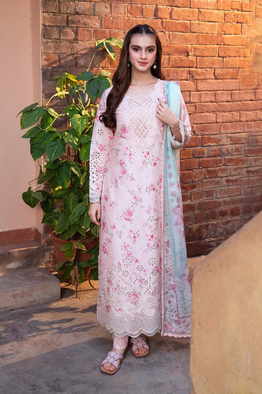 Neeshay Embroidered Pink Luxury Lawn Chikankari Dress - 02