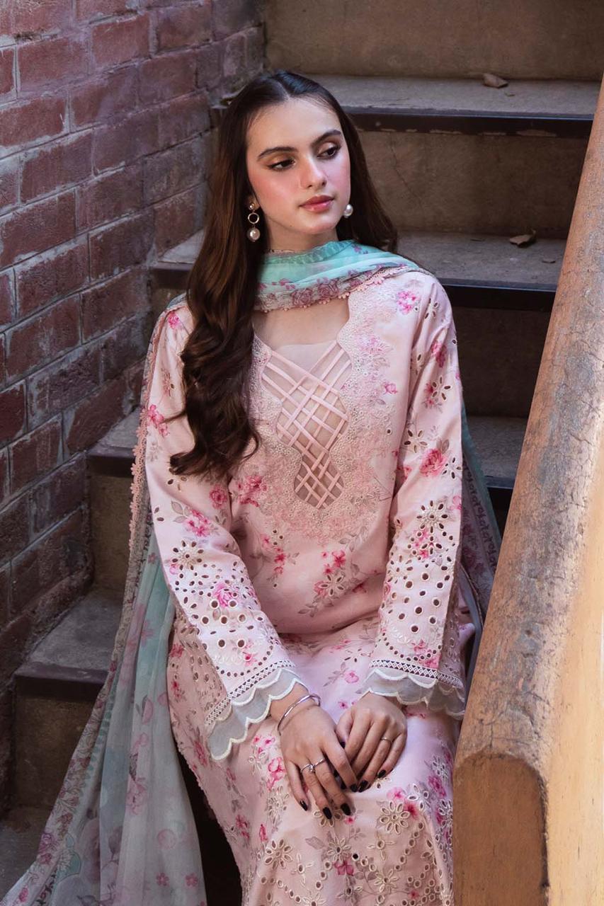 Neeshay Embroidered Pink Luxury Lawn Chikankari Dress - 02