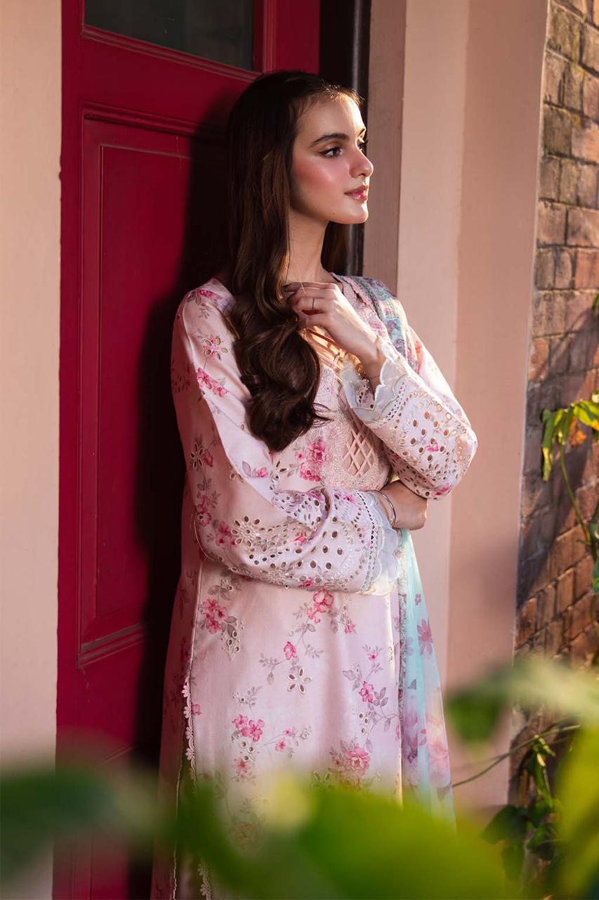 Neeshay Embroidered Pink Luxury Lawn Chikankari Dress - 02