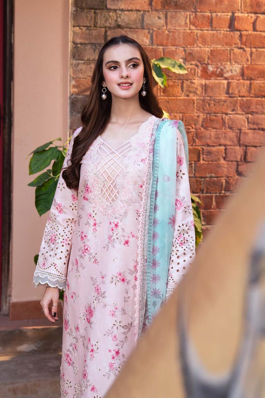 Neeshay Embroidered Pink Luxury Lawn Chikankari Dress - 02