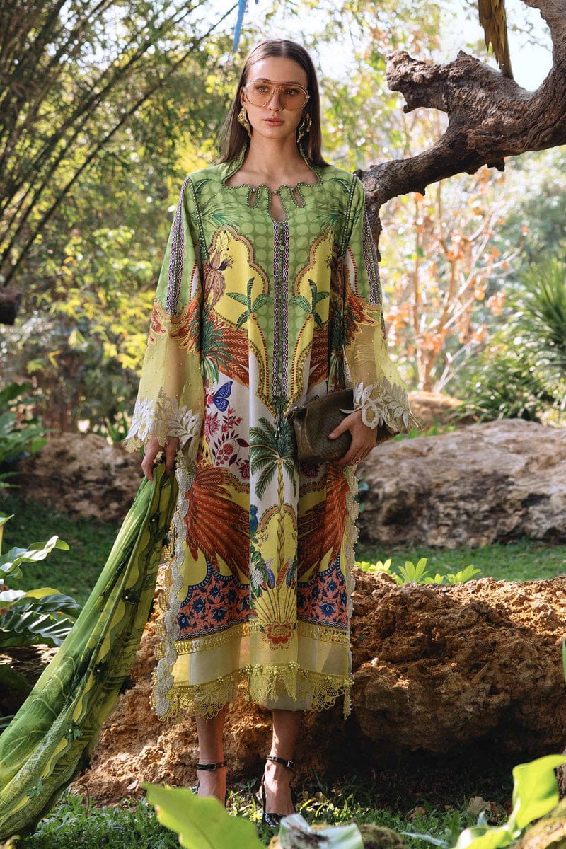 MP Embroidered Green Luxury Lawn Dress